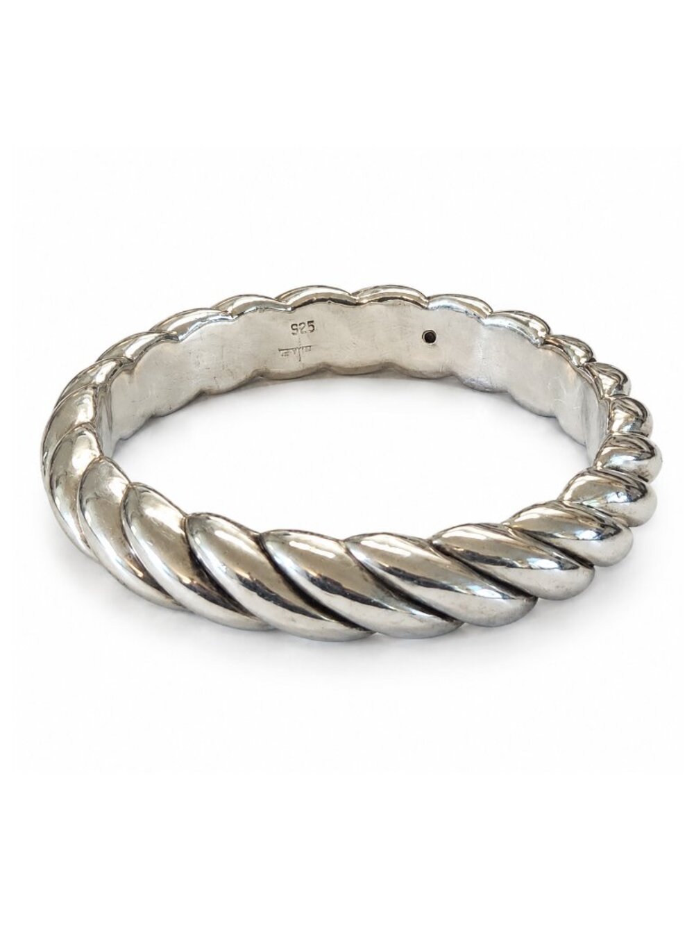 925 Sterling Silver Electroform Twisted Rope Bangle Bracelet 12mm
